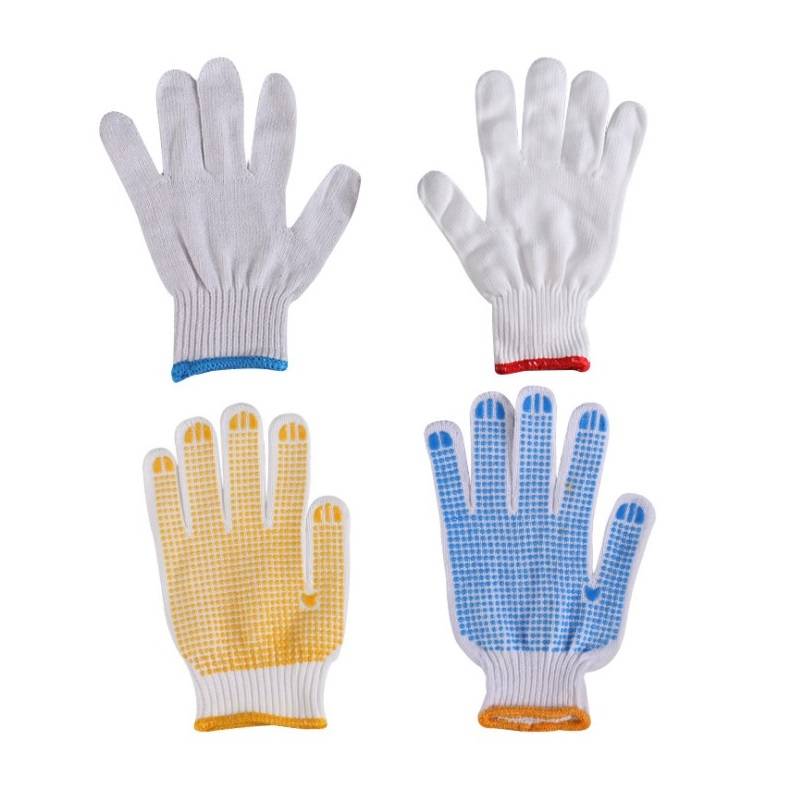 Factory Wholesale Cheap Labor Insurance Machinist Garden Car Repair Glue Gloves Thick Knitted Nylon White Working Gloves