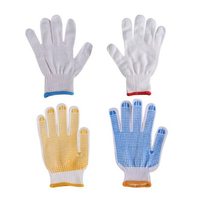 Factory Wholesale Cheap Labor Insurance Machinist Garden Car Repair Glue Gloves Thick Knitted Nylon White Working Gloves